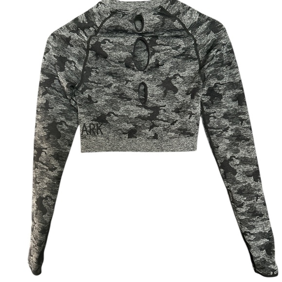 Gymshark seamless long sleeve crop top in black camouflage size medium - Picture 2 of 5